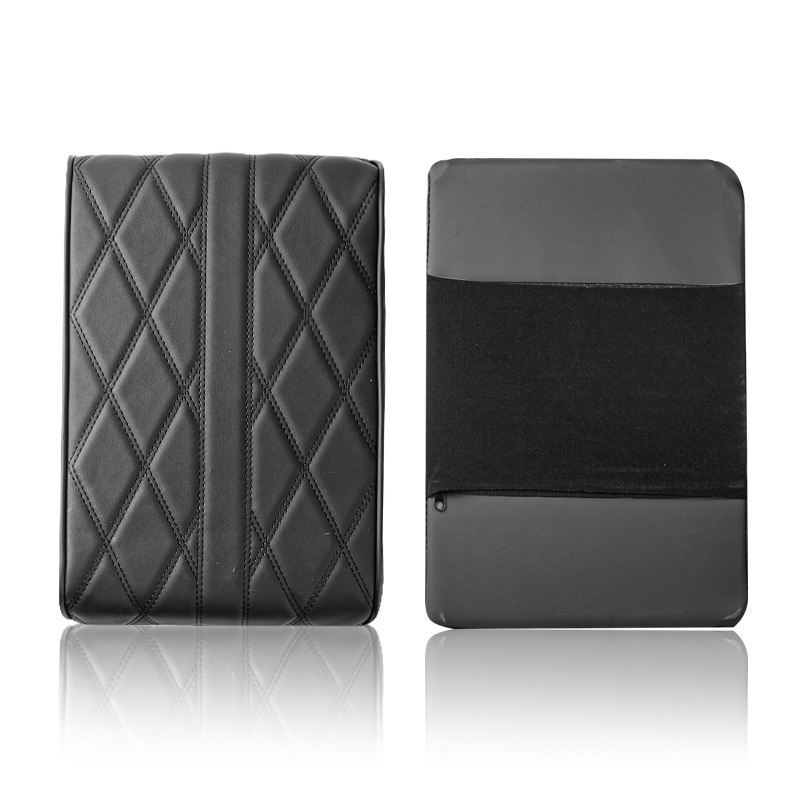 Car armrest pad, height-increasing pad, diamond-shaped leather, widened and thickened, universal car memory foam armrest box pad for the center console Item Picture