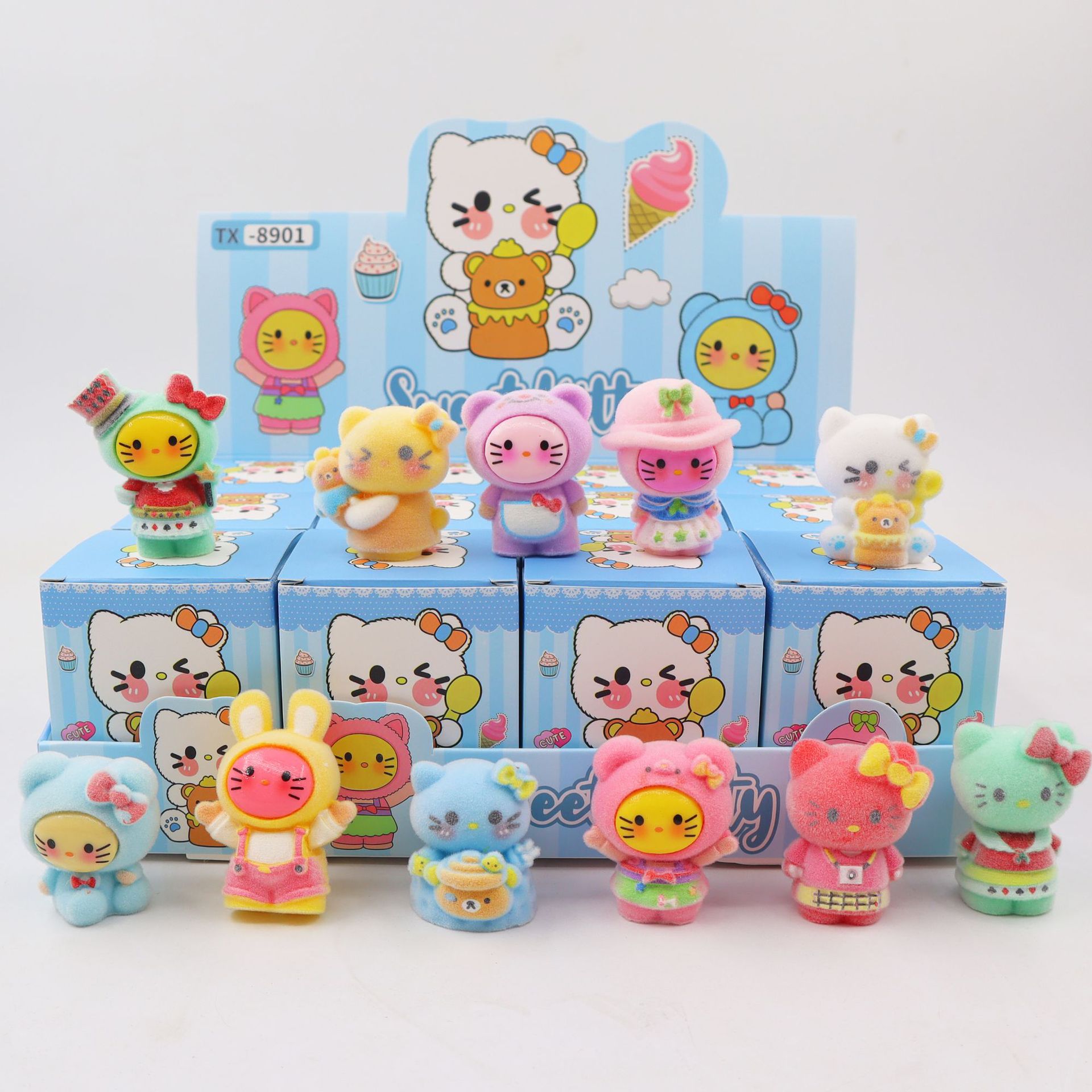 KT猫萌粒卡皮巴拉盲盒潮玩公仔树脂摆件盲袋儿童玩具哭娃手办批发