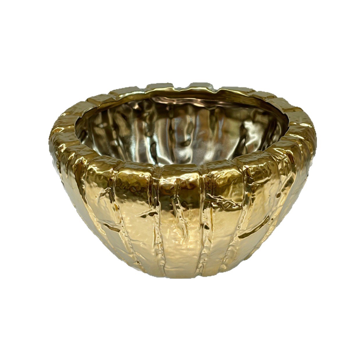 Luz de lujo eléctrico chapado en oro imitación de piedra cerámica macetas de flores decorativas de gran calibre hotel soft montajes venta al por mayor Item Picture