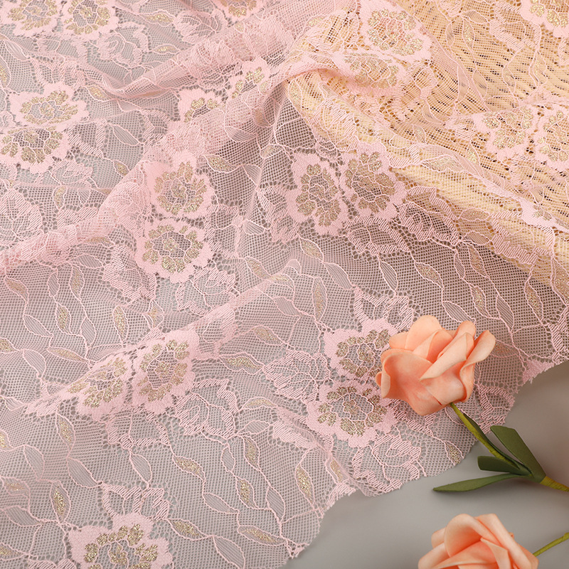 牡丹花金线蕾丝面料涤纶无弹蕾丝布料童装舞蹈服蕾丝辅料多色产品图