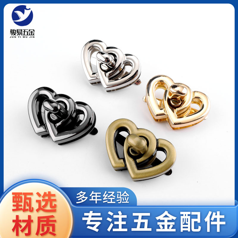 The manufacturer supplies metal screw locks, double heart-shaped locks, bag hardware lock buckles, switch locks, latch buckles, and women's bag hardware full figure