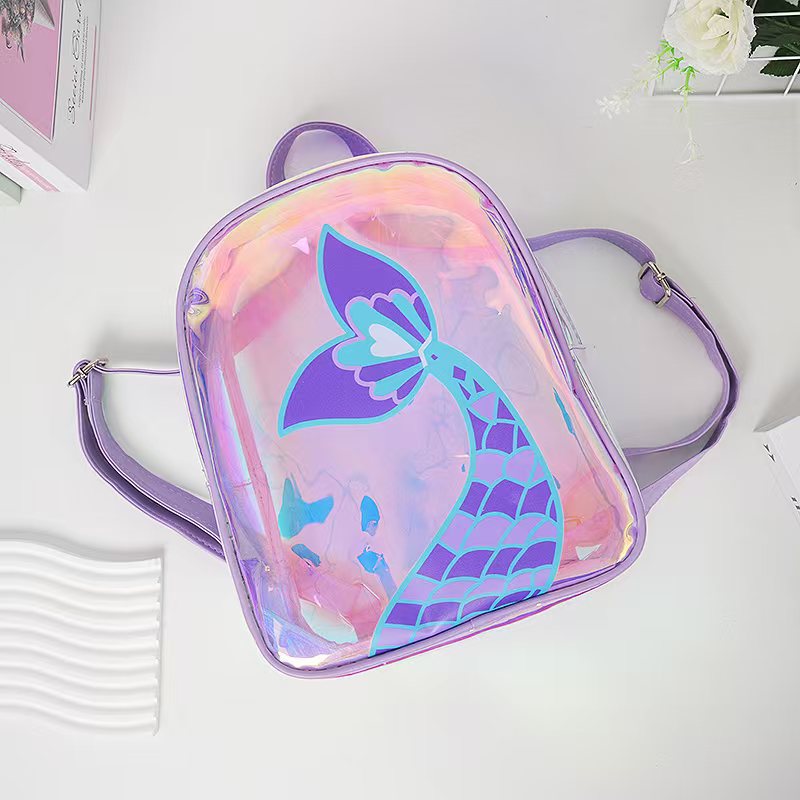 Student schoolbag, children's kindergarten backpack, laser dazzling sequin fishtail embroidery backpack, lightweight, fashionable and cute details Picture