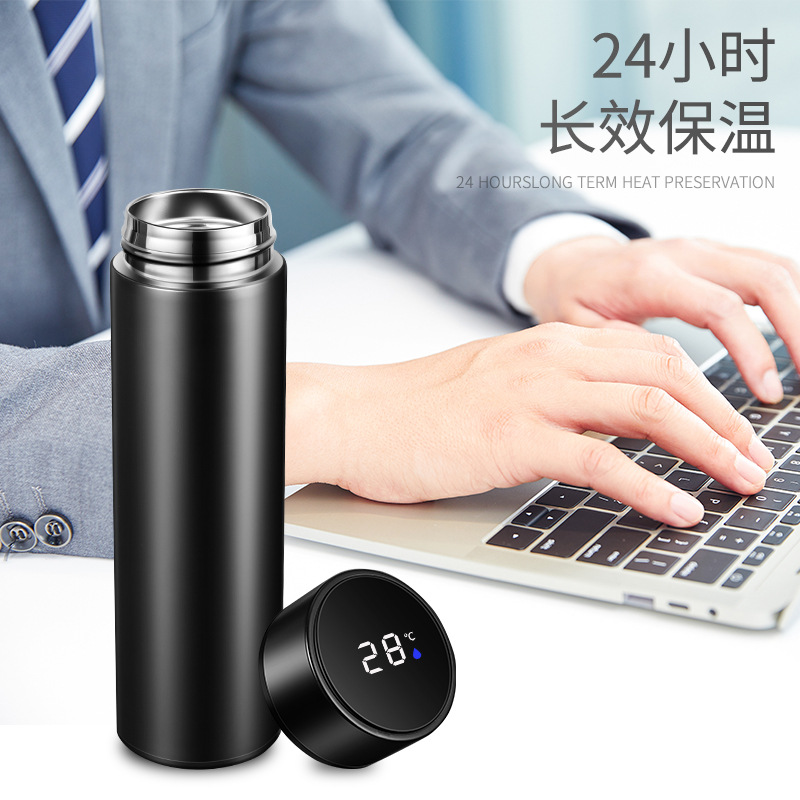 智能测温保温杯锈钢茶水分离杯显示温度大容量水杯批发刻字 Specification image