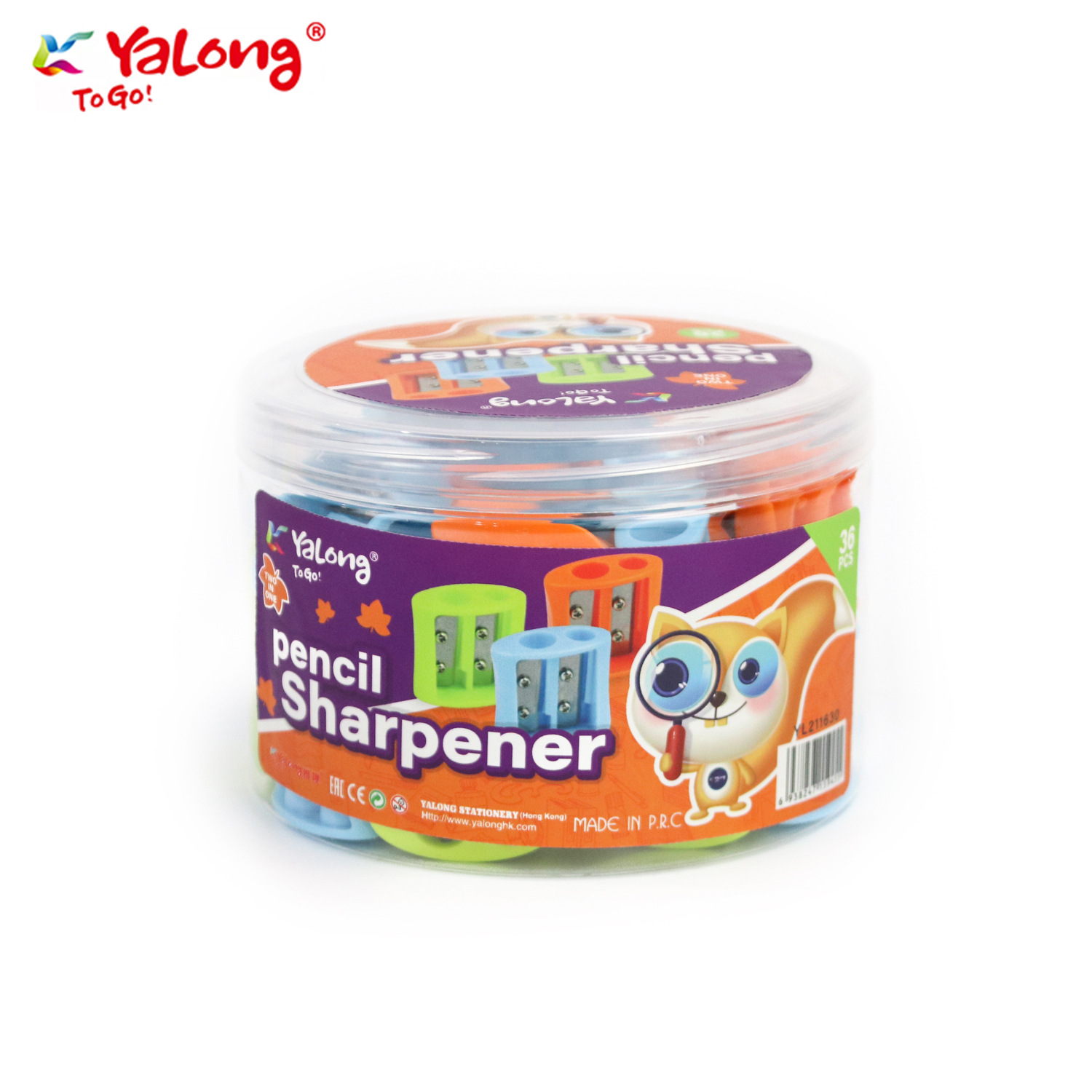 YALONG wholesale high-quality office supplies plastic double-hole standard pencil sharpeners