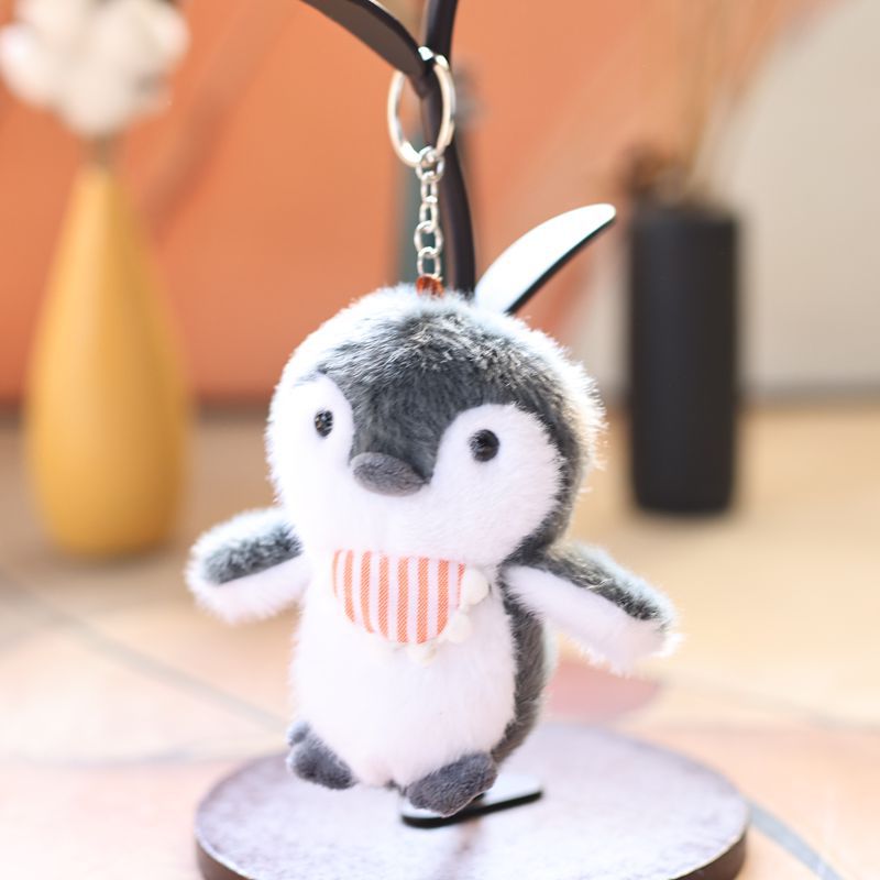 Cute and adorable scarf, little penguin pendant, plush toy doll, cartoon bag, hanging decoration, keychain, Rag Doll Specification image