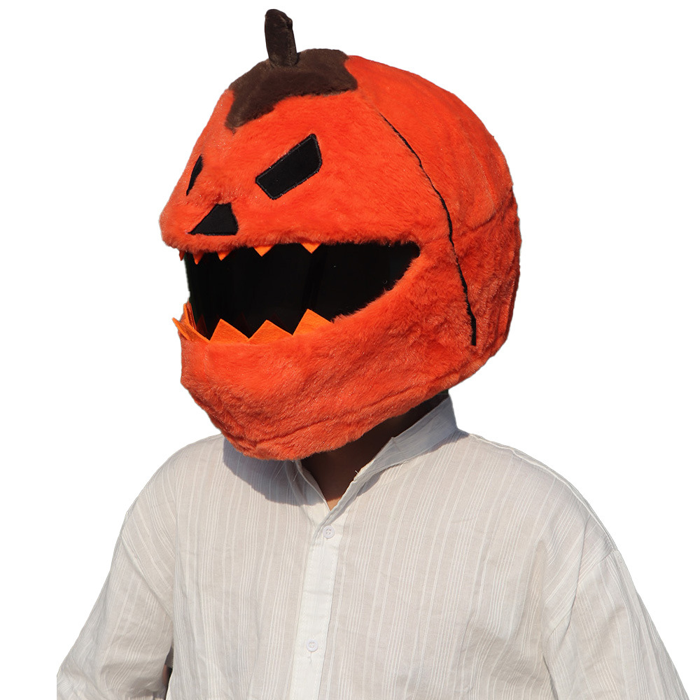 Pumpkin plush helmet cover, cute full helmet protective cover, cycling head cover, Easter pumpk-shaped protection Item Picture