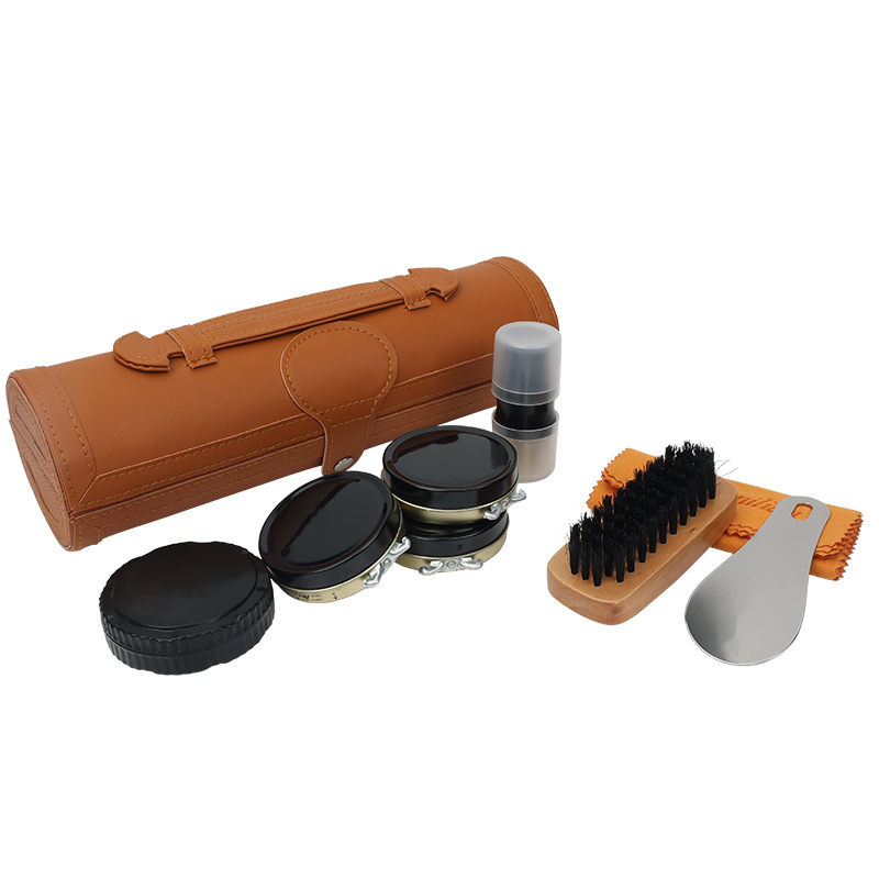 鞋油套装筒皮具护理套装真皮保养油黑色透明鞋刷套装擦鞋工具包白底实物图