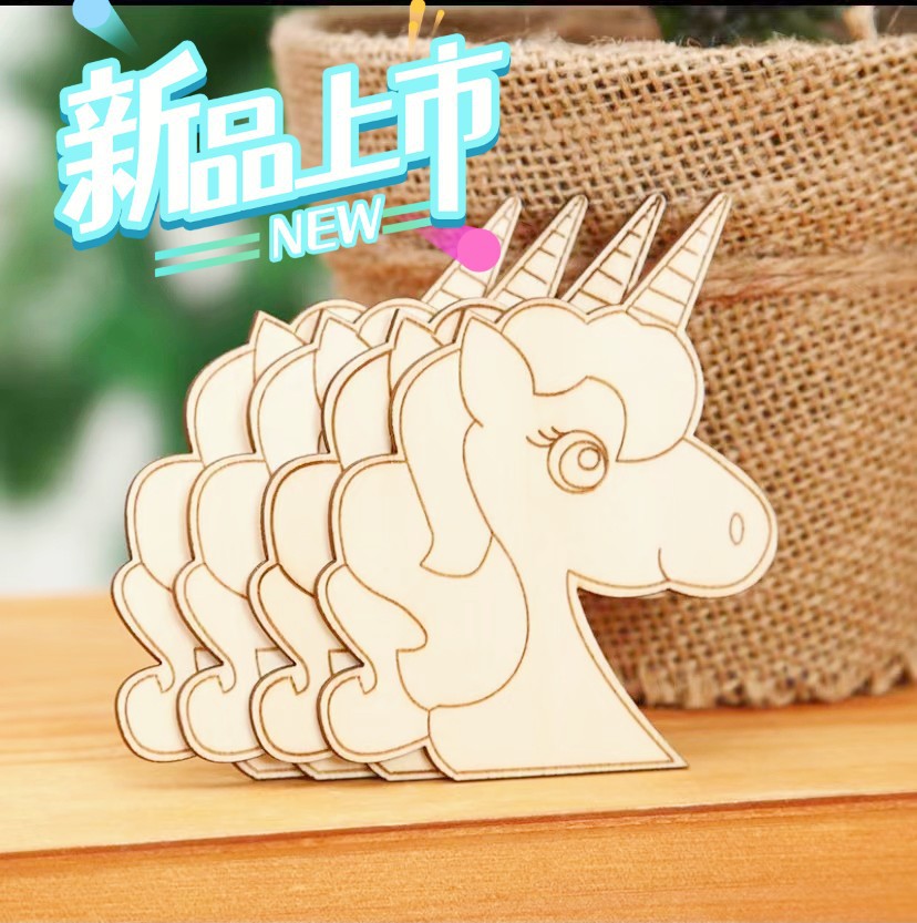 木片动物DIY工艺品 木质圣诞复活派对挂件儿童手工绘画涂鸦装饰品