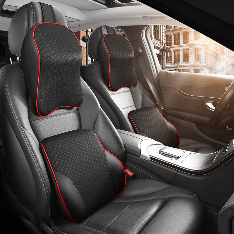 Self-produced and self-sold automotive supplies: Space memory foam headrest and lumbar support set, cervical spine protection car pillow, suitable for all seasons