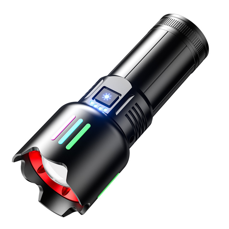 New household telescopic high-endurance cross-border high-power flashlight, lumen flashlight, zoom outdoor, made of aluminum alloy