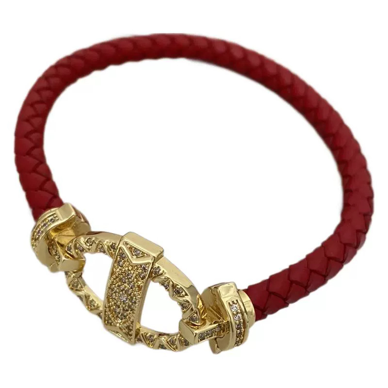 This is a simple and elegant zirconia copper leather rope plated with 18K gold, a versatile accessory that is popular in Europe and America Item Picture