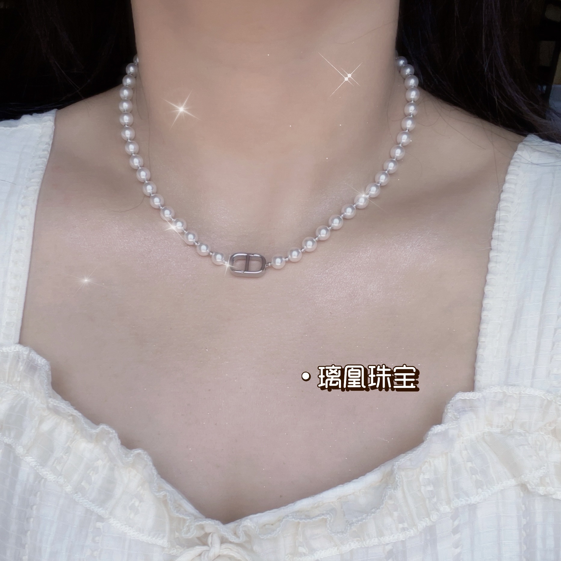 CD施家珍珠项链女轻奢简约锁骨链小众设计高级感网红款珍珠颈链