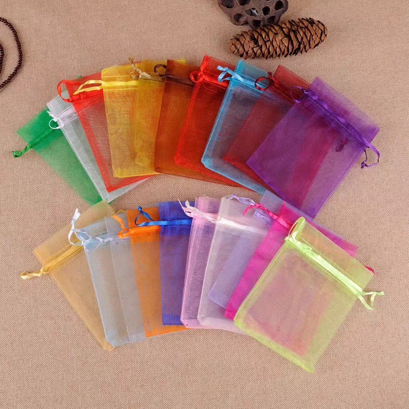 Solid-color pearl gauze mesh bags, solid-color drawstring opening gift, wedding candy bags, cosmetic trial packaging bags, wholesale in stock Application Scenario