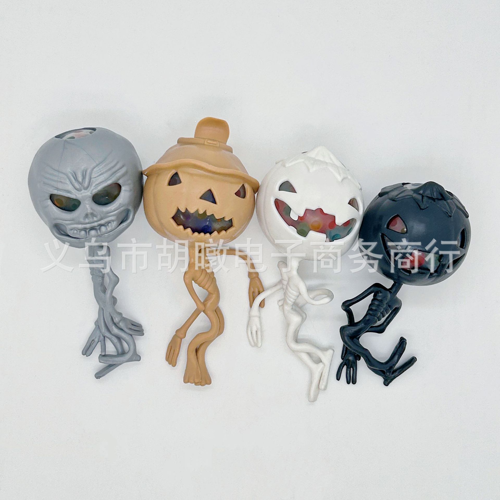 万圣节南瓜骷髅头洞洞球TPR软胶珠珠减压球解压玩具捏捏乐木乃伊