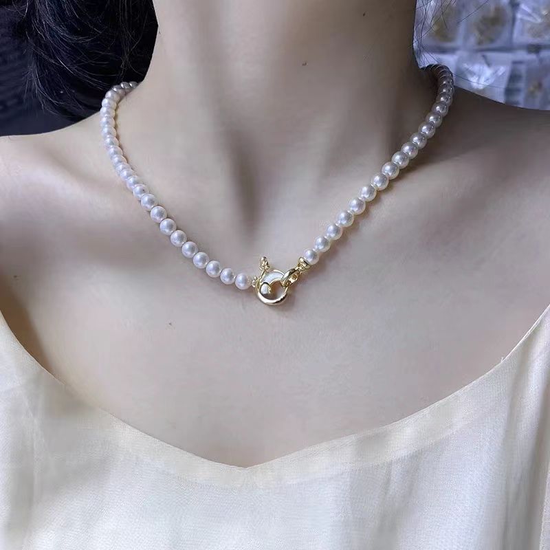 Pearl necklace button, sweater chain buckle, diy handcrafted bracelet buckle head, micro-inlaid moon shell joint buckle