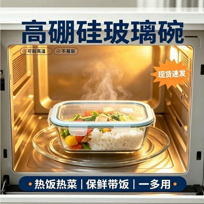 High-temperature resistant borosilicate glass lunch boxes can be used in ovens and microwave ovens. Glass food storage boxes, frozen food storage bowls, and storage tableware Specification image