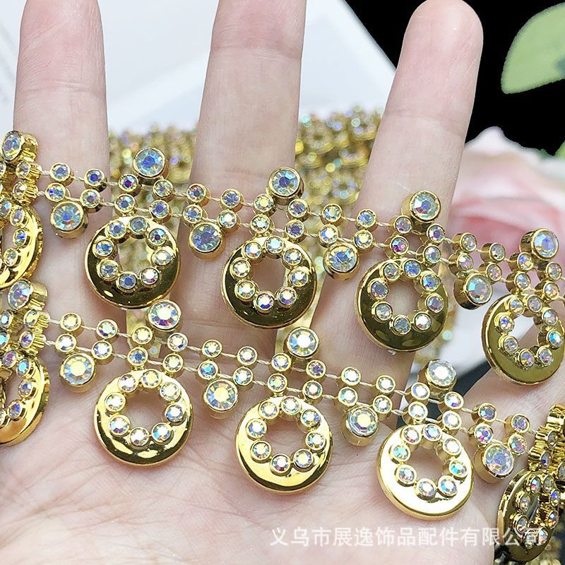 Gold and silver multi-row AB diamond chain handmade DIY gift box, decorative chain, ethnic clothing, shoes and hats matching line diamond chain direct sales Specification image