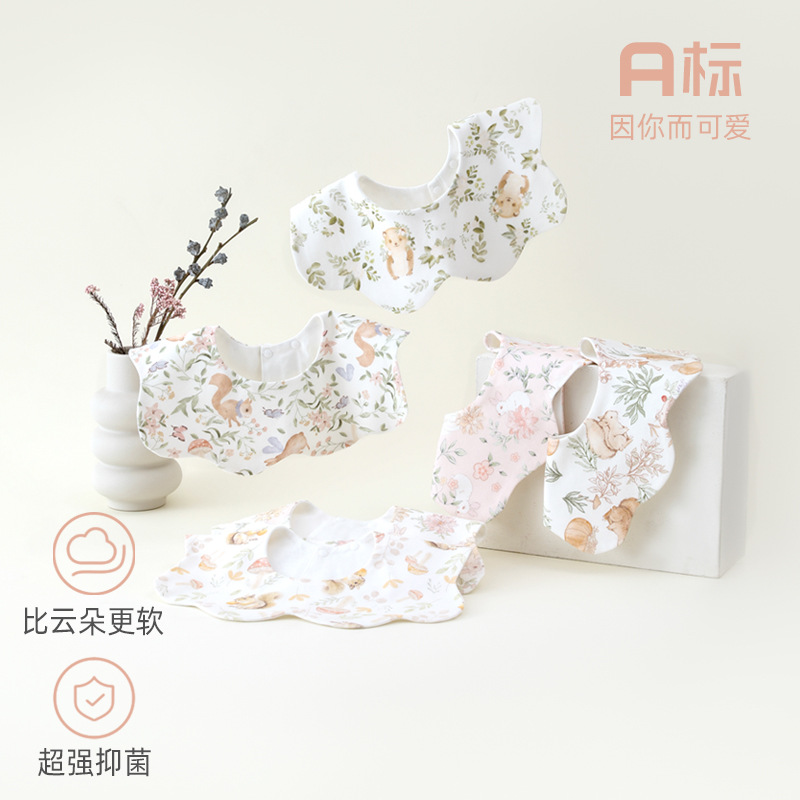 大号新生儿围嘴tpu防水婴儿口水巾360°旋转宝宝围兜a类婴儿围嘴