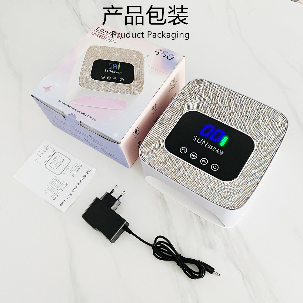 The new S50 wireless battery-powered red light nail art phototherapy machine, LED, quick-drying and non-blackening nail art baking lamp, is specially designed for nail salons Item Picture