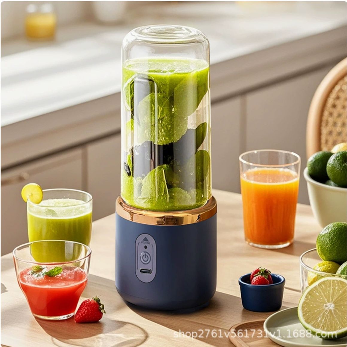 Cross-border juicer, portable rechargeable small juicer cup, household wholesale multi-functional juice blender, juicer details Picture