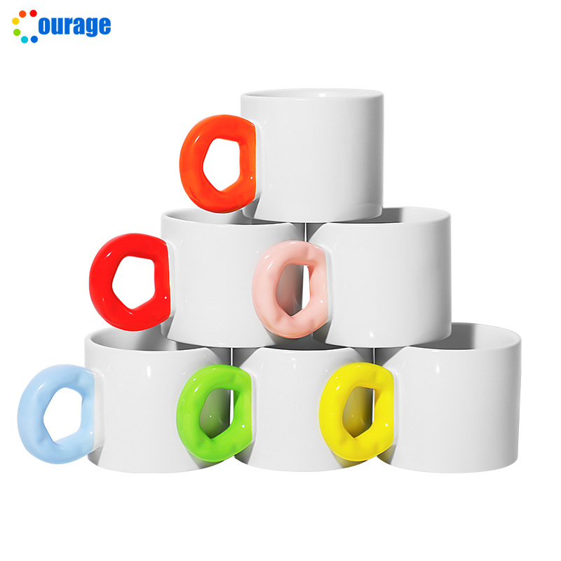 Print DIY ceramic cups with flower handles, tea cups, water cups, couple flower handle cups for men and women, and creative coffee cups based on your provided drawings details Picture