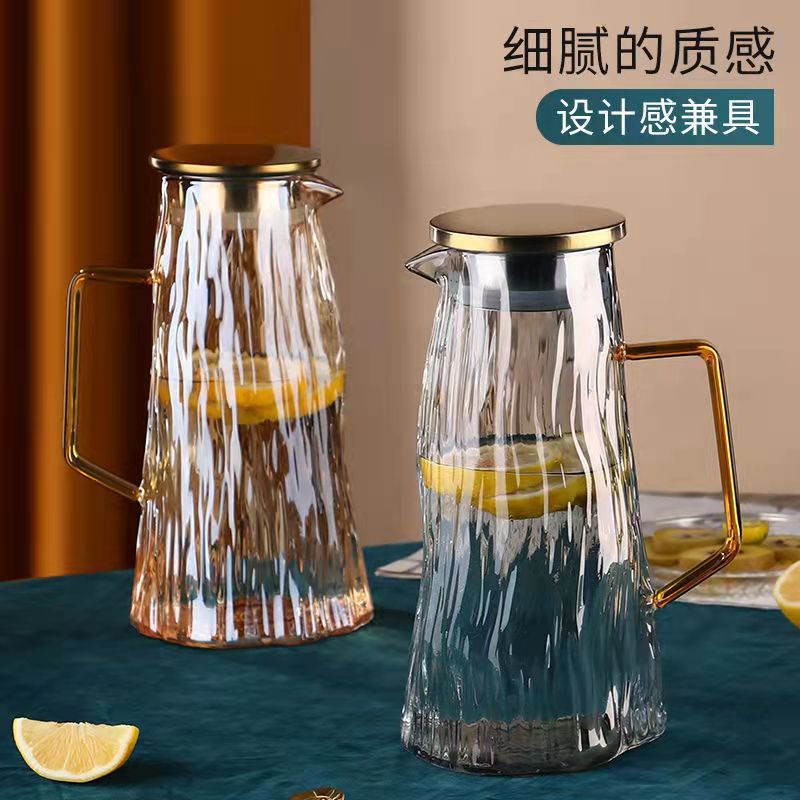 冰川纹冷水壶玻璃耐高温加厚水壶大容量家用客厅夏天凉白开水日式