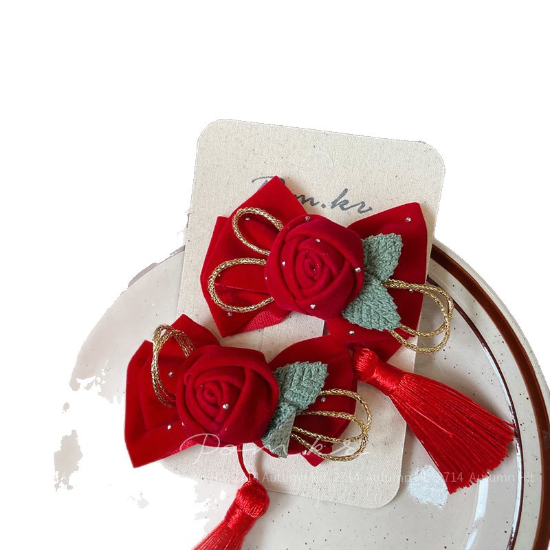 发簪/发钗/蝴蝶亚克力/发簪定制/红色头饰白底实物图