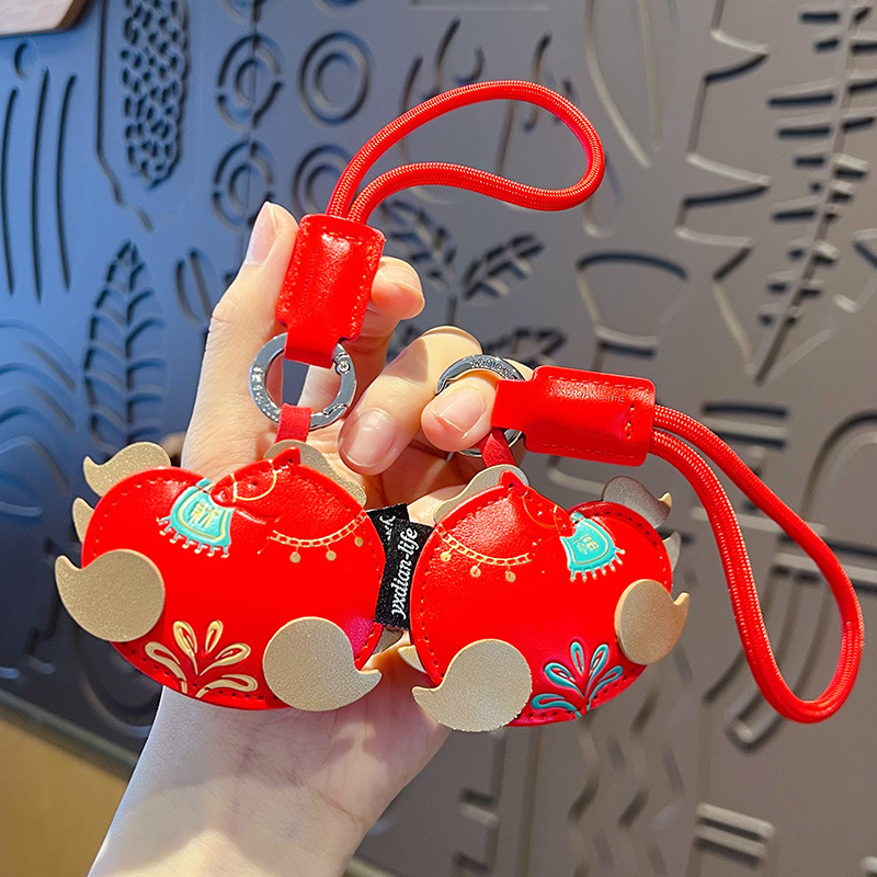 2026马年马踏祥云皮革钥匙扣挂饰情侣汽车包包钥匙链挂件新年礼品图