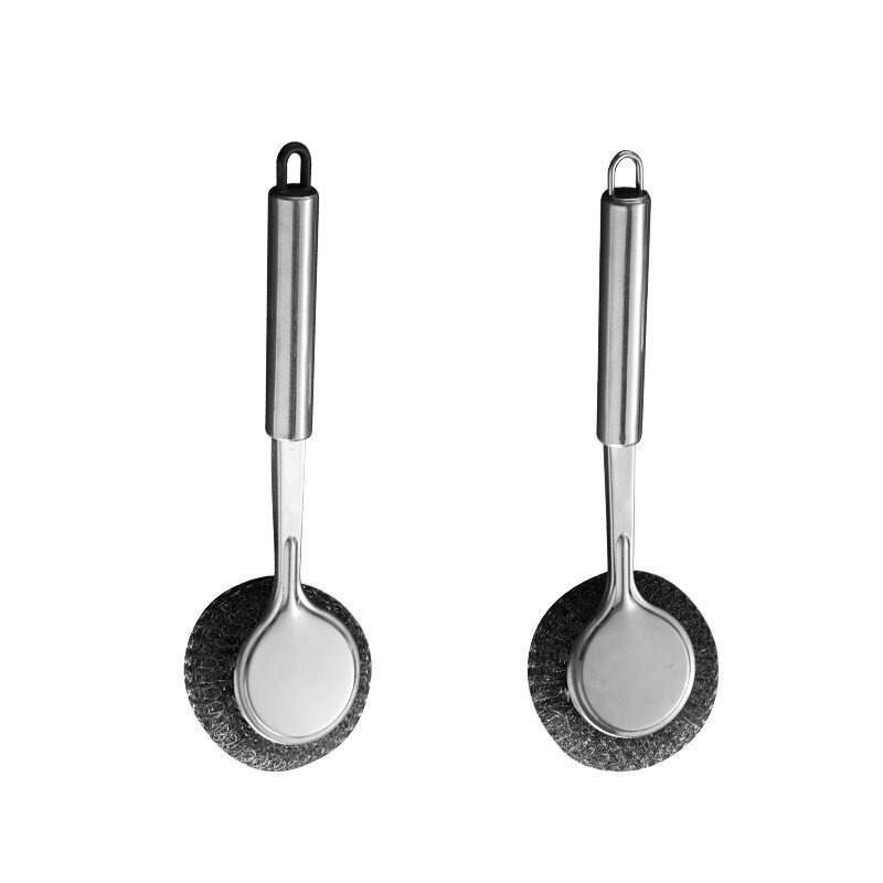 Stainless steel pot brush, kitchen-specific pot washing steel wool ball brush, long-handled dish cleaning brush, easy to clean POTS without shedding threads Item Picture