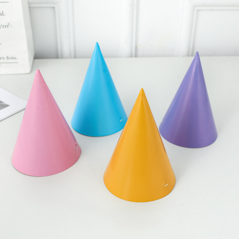 Korean-style children's birthday hats, single-color festival party outfits, conical hats, solid-color triangular hats, DIY birthday hats