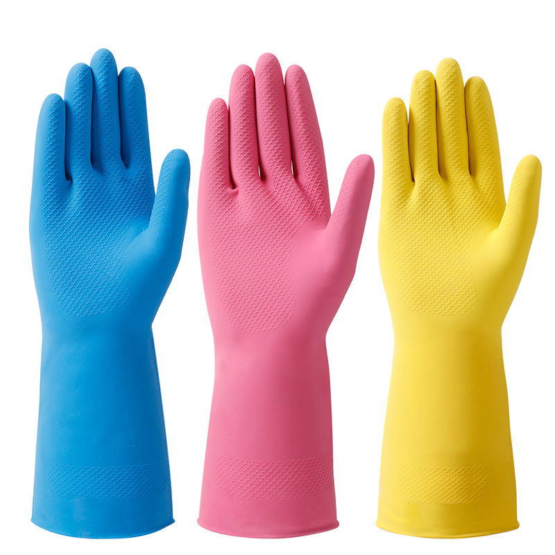Thickened gloves, durable rubber gloves, dishwashing, household kitchen cleaning, housework, laundry, waterproof and anti-slip gloves Item Picture
