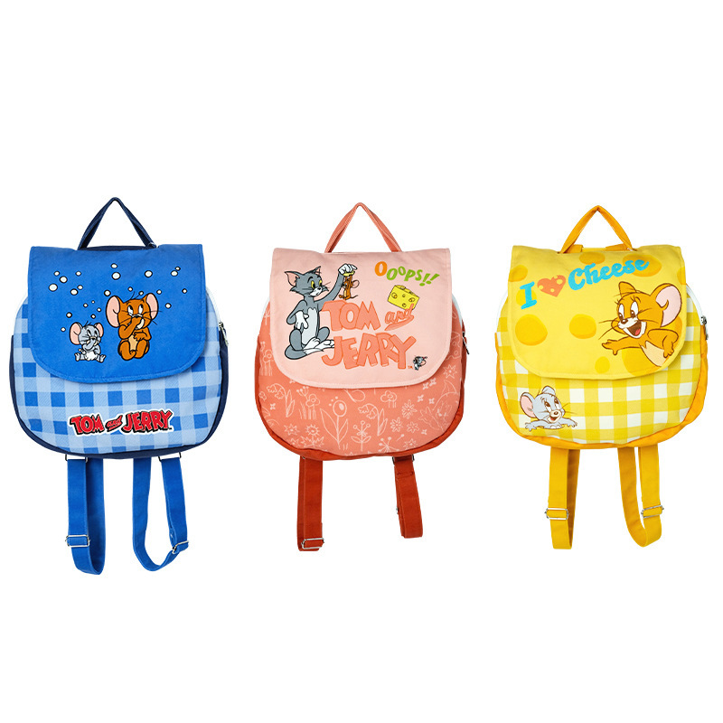 正版猫和老鼠双肩包女大学生背包学生儿童宝宝可爱背包休闲通勤包白底实物图