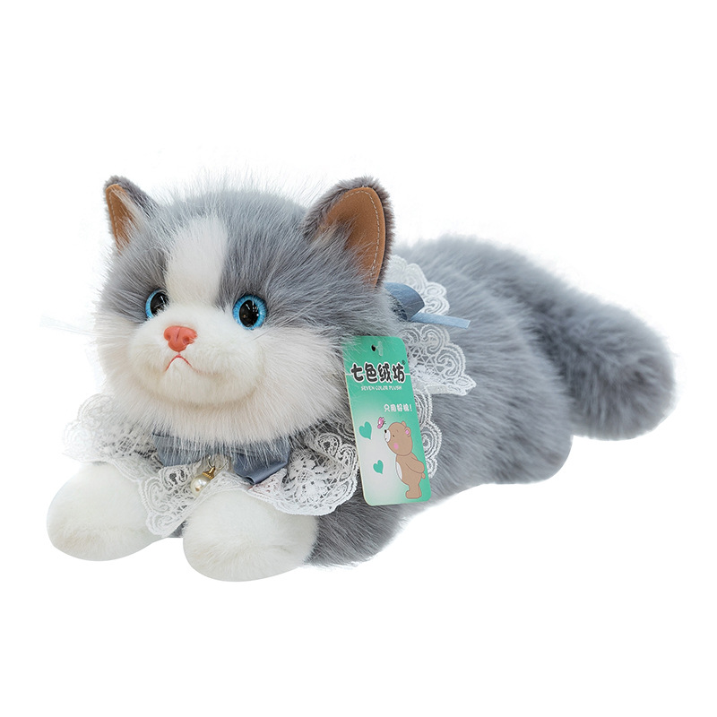 The faux lace scarf can be called a stuffed cat plush toy. It's a birthday gift for your best friend and a heartwarming home decoration Item Picture