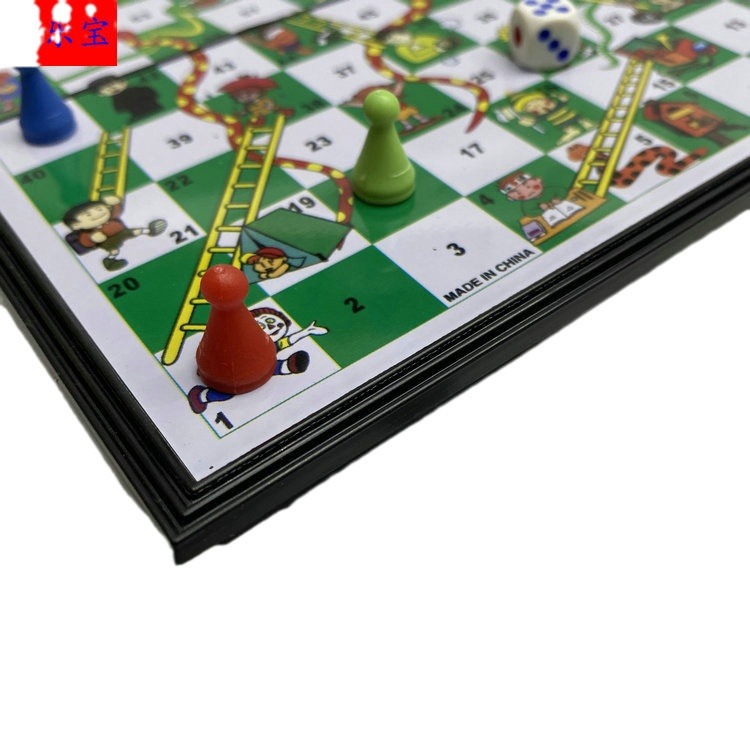 桌面游戏棋蛇棋蛇梯棋SNAKE LADDERS便携式可折叠带磁性大中小号白底实物图