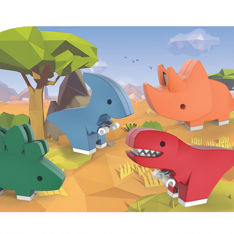 跨境磁吸动物积木儿童益智拼装组装小恐龙玩具