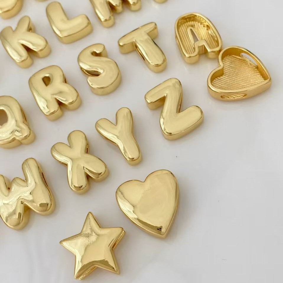 Smooth gold 26-letter large hole beads diy handcrafted bracelet bead jewelry material wholesale Specification drawing