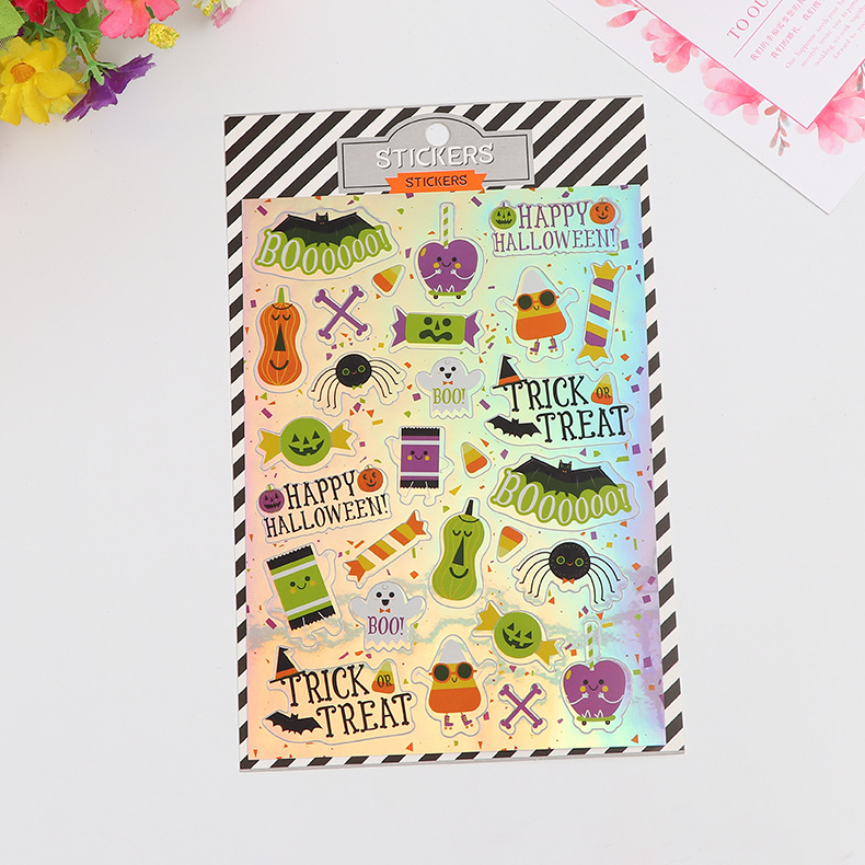 厂家热销新款镭射贴纸万圣节夜光贴 活动眼睛贴卡通贴纸可定制