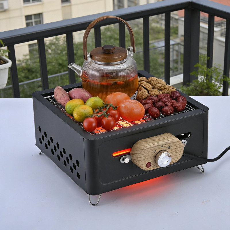 704D下单电碳两用烧烤炉家用户外围炉煮茶烤火炉套装室内炉子全套