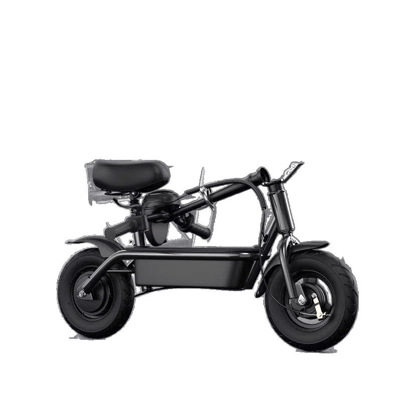 电动滑板车坐骑可折叠电动车两轮代步车小型车成人亲子迷你电瓶车白底实物图