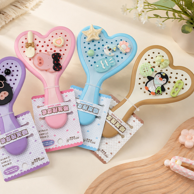 Henthe hearts DIY hole hole peine insertable cartoon deco hebilla chica masaje peinado regalo personalizado