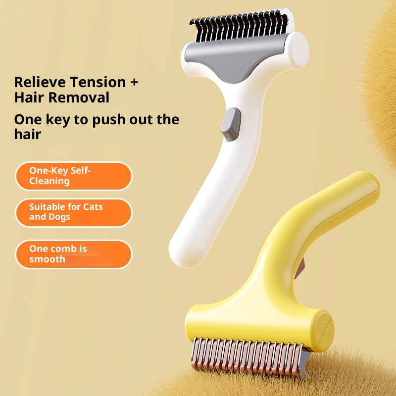 Cross-border pet knot comb, cat comb, floating hair removal comb, beauty hair removal, one-click floating hair removal comb, pet comb