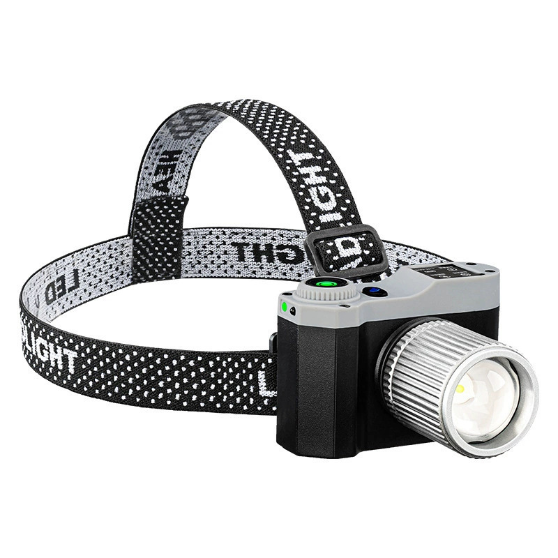 The new white laser camera headlight sensor head-mounted three-color strong headlight with rotatable zoom and outdoor waterproof function