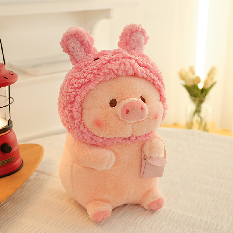 Transform into a Lulu Pig plush toy, a girl's bed companion pillow, a cute home decoration details Picture