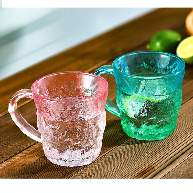 Suministro al por mayor manija taza de glaciar taza de bebida de jugo de martelo taza de desayuno para el hogar taza de agua de vidrio de leche, Specification image