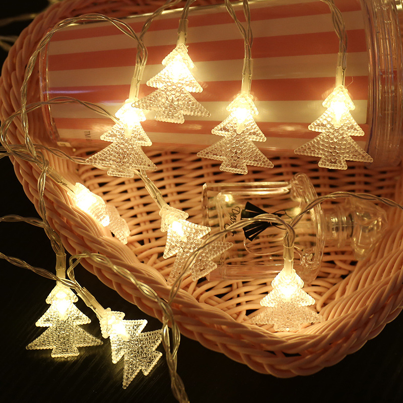 Small Christmas tree light string shaped decorative light string, battery box light string, Christmas festival light string, outdoor LED small color light