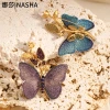 Nasha embroidered fabric blue butterfly brooch, freshwater pearl fashionable and personalized clothing brooch, accessory brooch details Picture