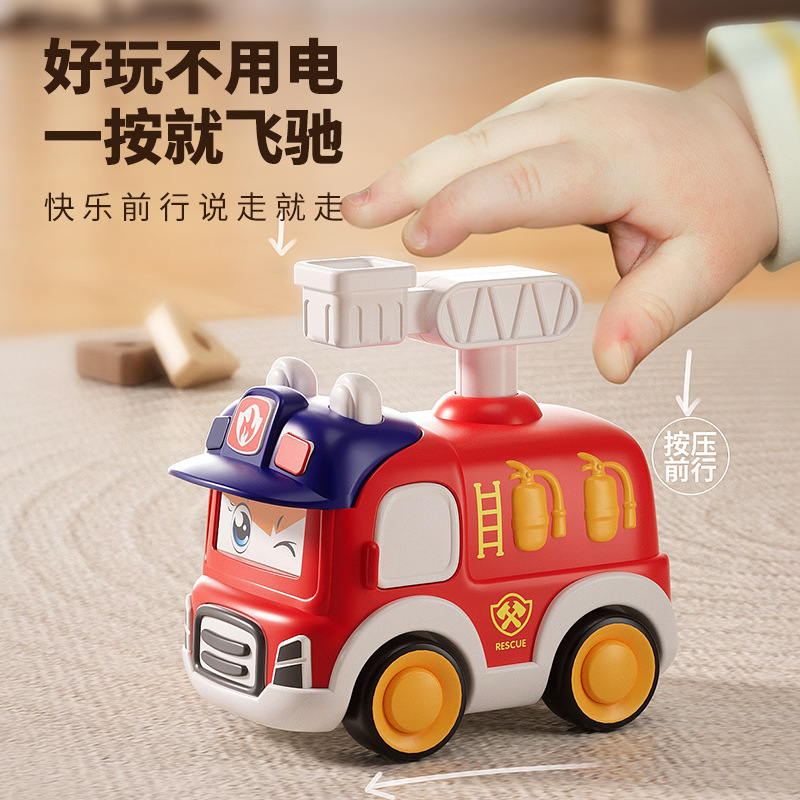 Q-cute children press inertial rebound force car, ambulance, police car model cartoon sliding mini toy, educational Specification image