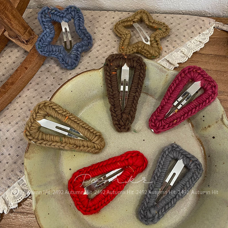 New korea handwork hilo pentagrama horquilla otoño gotas de agua niños lateral pelo roto pinza broche broche mujer punto estrella estilo horquilla multicolor colección otoño invierno chica cute todos los días vintage tocados details Picture