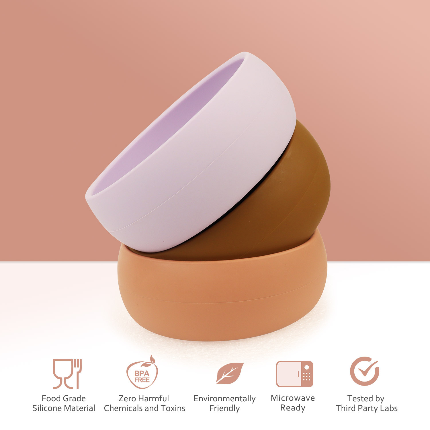 Platinum silicone bowls, baby food soft bowls and plates, baby special products, children's InS-style tableware, cross-border e-commerce in stock Specification drawing