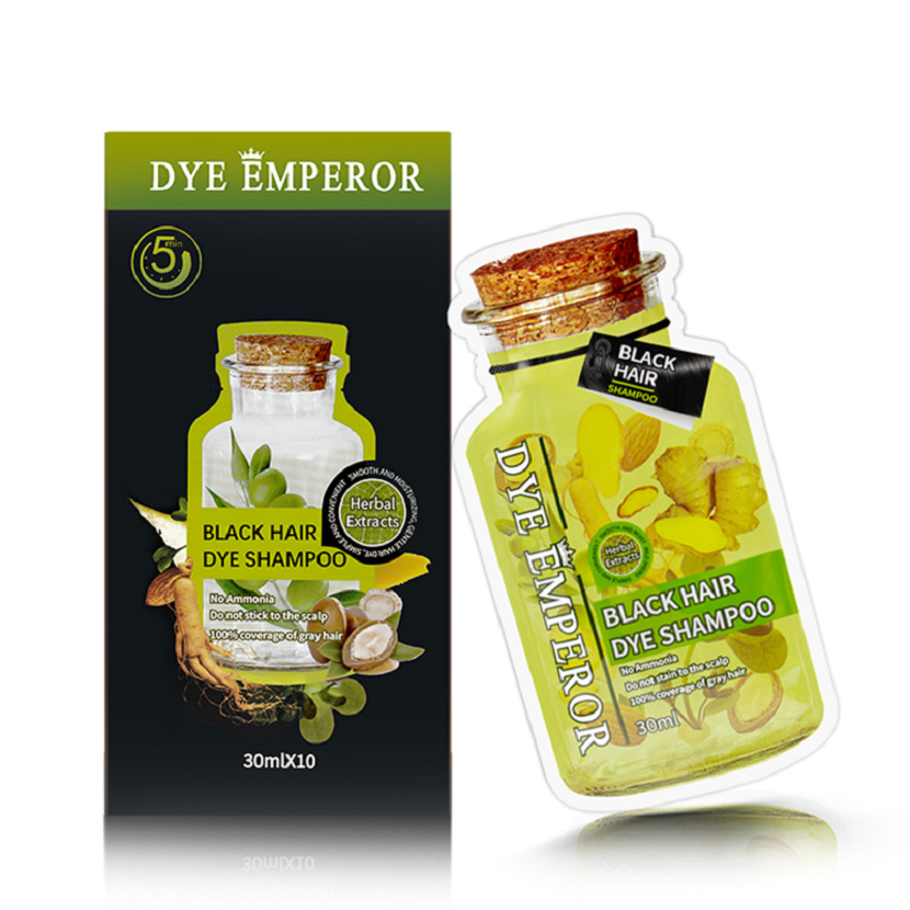 【外贸现货】泡泡染发剂植物家用袋包30ml*10 DYE EMPEROR不伤发盖白发植萃成分Hair Color健康染发图